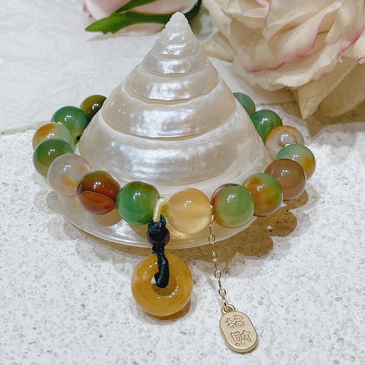 Buddha Stones Pauwenagaat Topaas Vredesgesp Nafu Armband - image 1