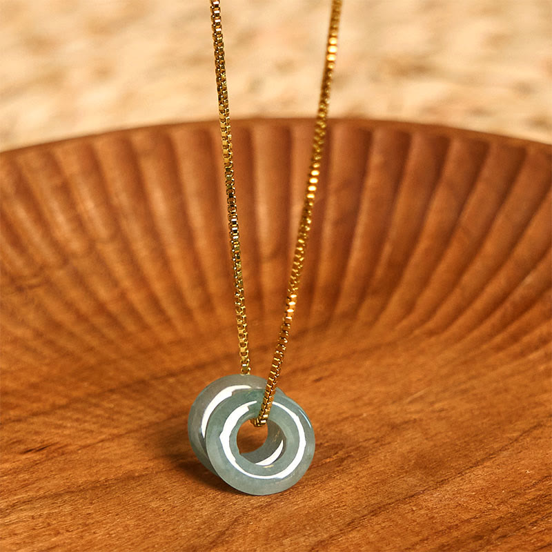 Buddha Stones Jade dubbele vredesgesp Ketting - Jade & Gouden Ketting - image 0