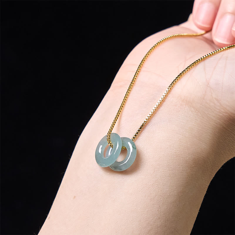 Buddha Stones Jade dubbele vredesgesp Ketting - image 3