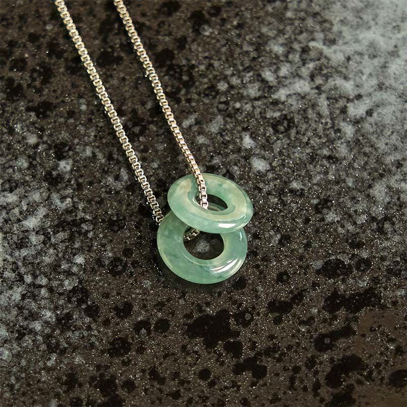 Buddha Stones Jade dubbele vredesgesp Ketting - image 13
