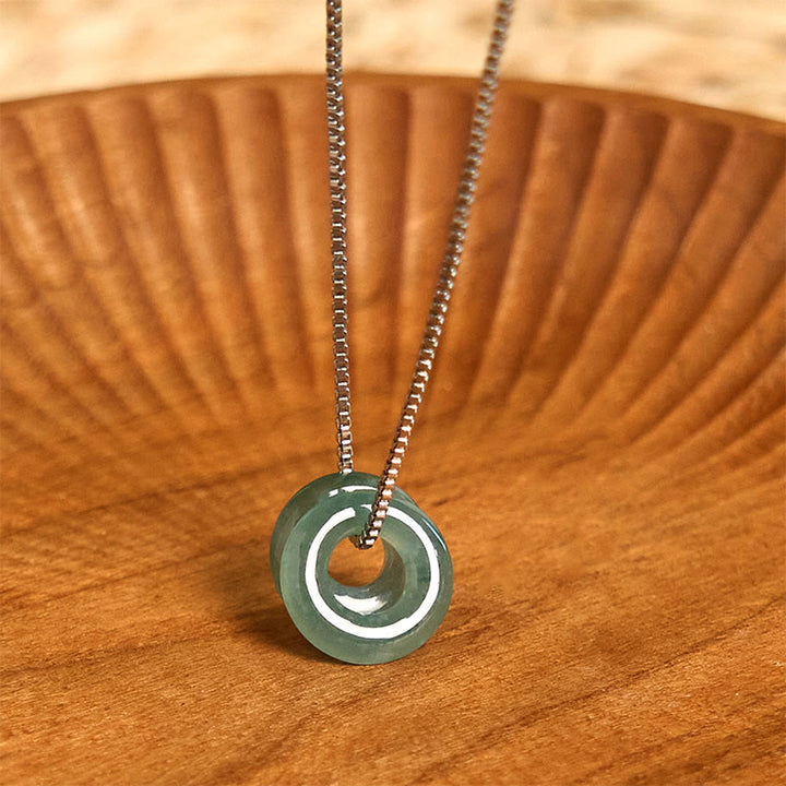 Buddha Stones Jade dubbele vredesgesp Ketting - Ketting van jade en zilver - image 9
