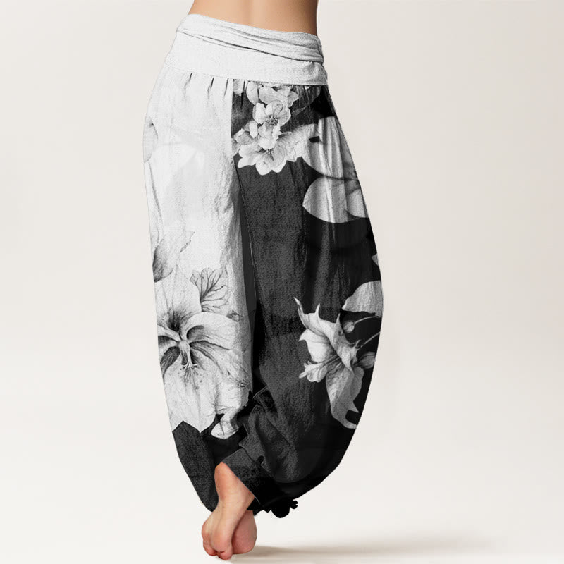 Buddha Stones Dames harembroek met elastische Taille en katoenen cameliaprint - image 1