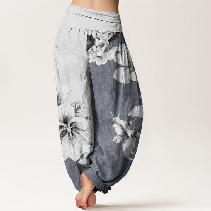 Buddha Stones Dames harembroek met elastische Taille en katoenen cameliaprint - image 5