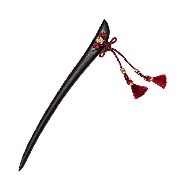 Buddha Stones Ebony Red String Chinese Knoop Kwastje Bescherming Haarspeld - image 8