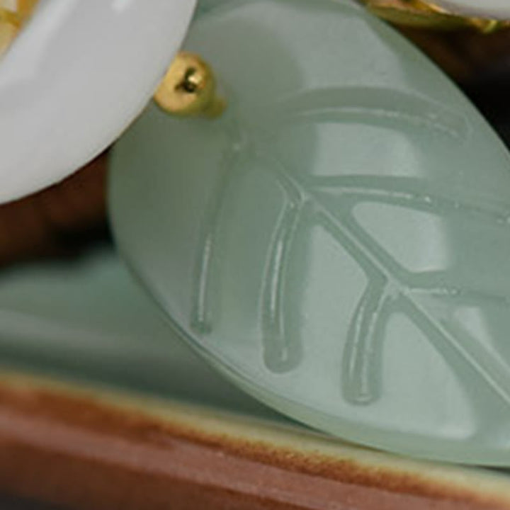 Buddha Stones Haarspeld met nerfstructuur, Liuli-magnoliabloemen en parelbescherming. - image 10