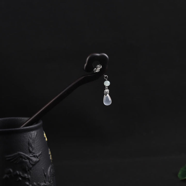 Buddha Stones Ebony Auspicious Cloud Courage Haarspeld - Ebbenhouten Haarspeld - image 0