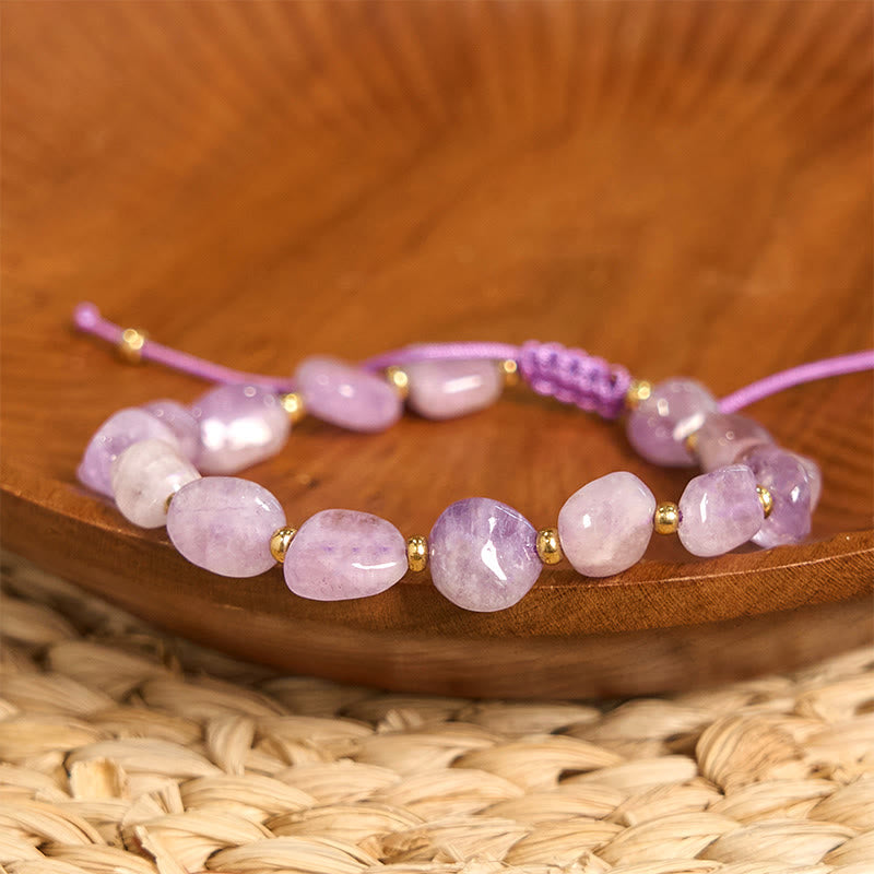 Buddha Stones Onregelmatig gevormde amethist gevlochten koord Armband - image 2