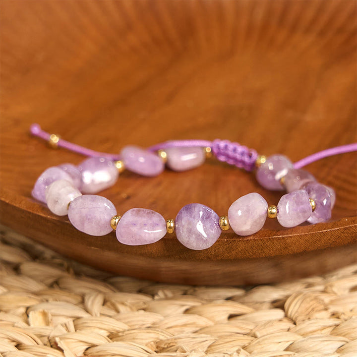 Buddha Stones Onregelmatig gevormde amethist gevlochten koord Armband - image 2
