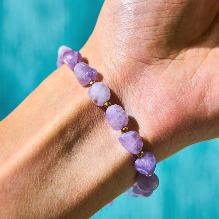 Buddha Stones Onregelmatig gevormde amethist gevlochten koord Armband - image 5