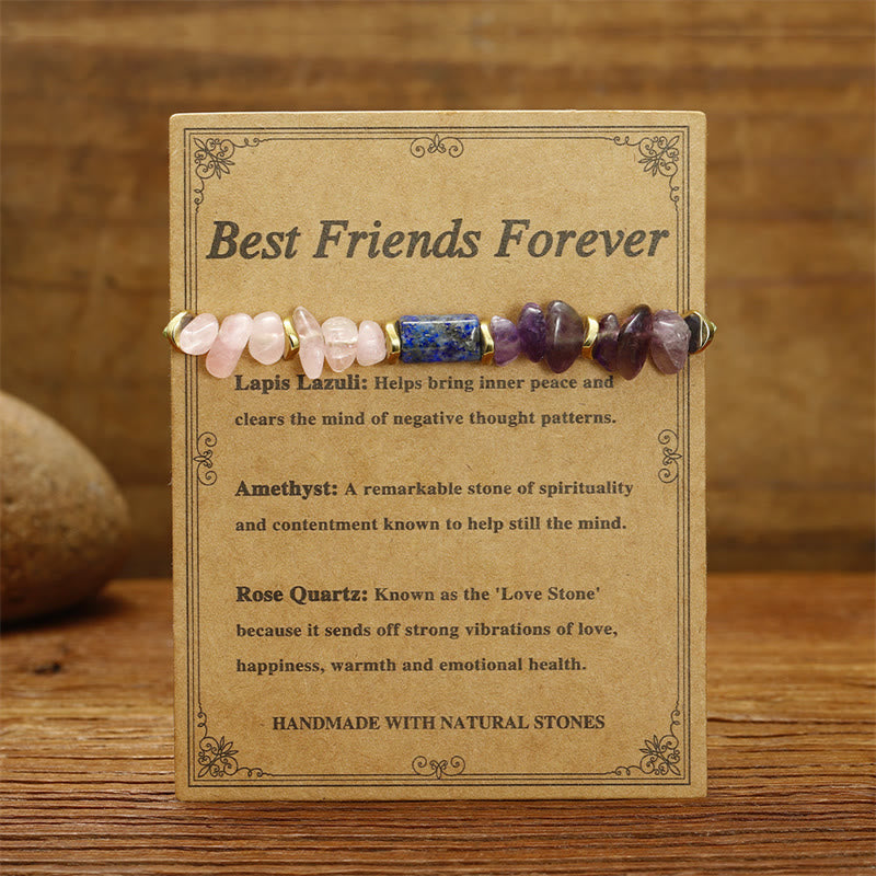 Buddha Stones Beste vrienden voor altijd: amethist, rozenkwarts, lazuriet en lapis lazuli, spirituele Armband - image 1