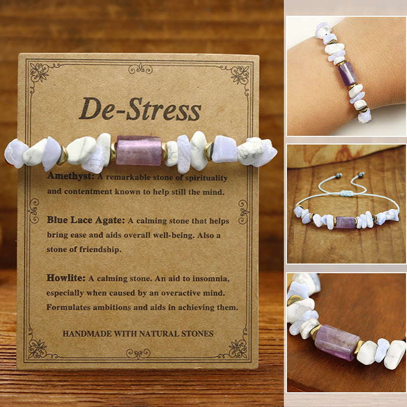 Buddha Stones Ontstressende Armband met amethist, blauwe kantagaat en howliet - Ontstressen (Polsomtrek 14-24 cm) - image 0