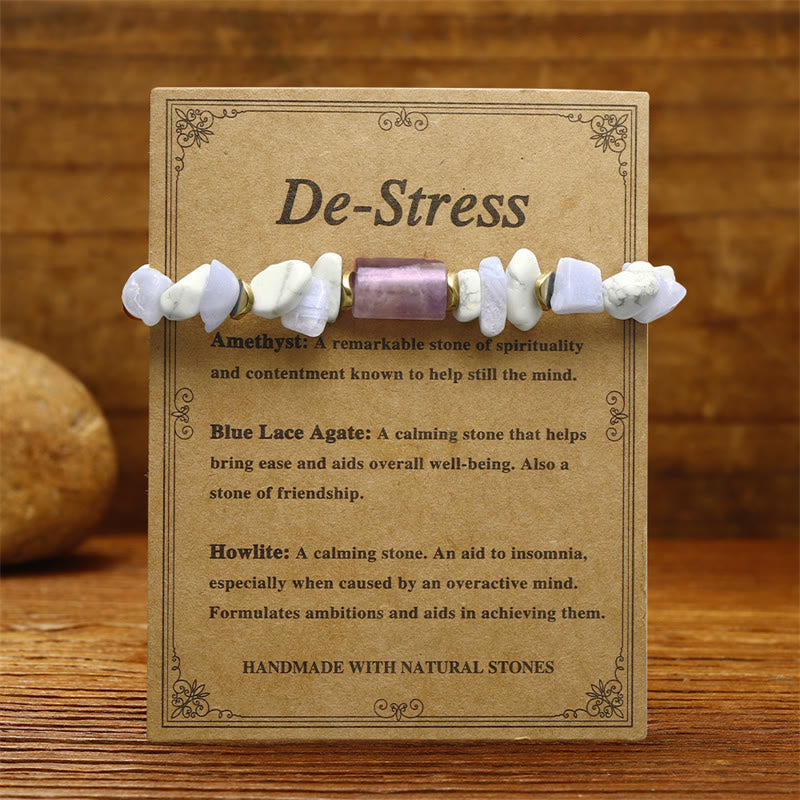 Buddha Stones Ontstressende Armband met amethist, blauwe kantagaat en howliet - image 1