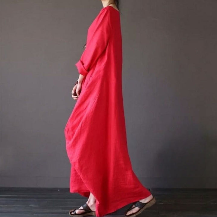 Buddha Stones Maxi jurk voor dames met driekwartmouwen in effen kleur - image 6