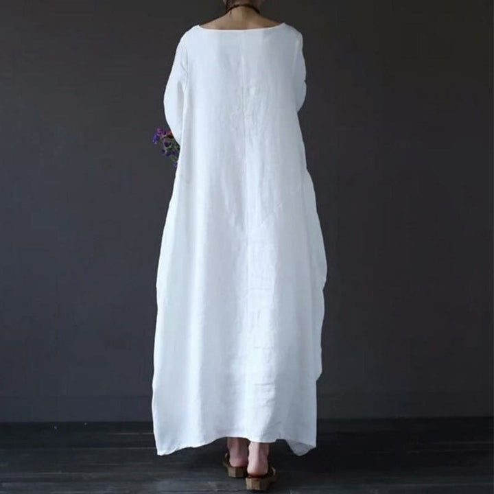 Buddha Stones Maxi jurk voor dames met driekwartmouwen in effen kleur - image 2