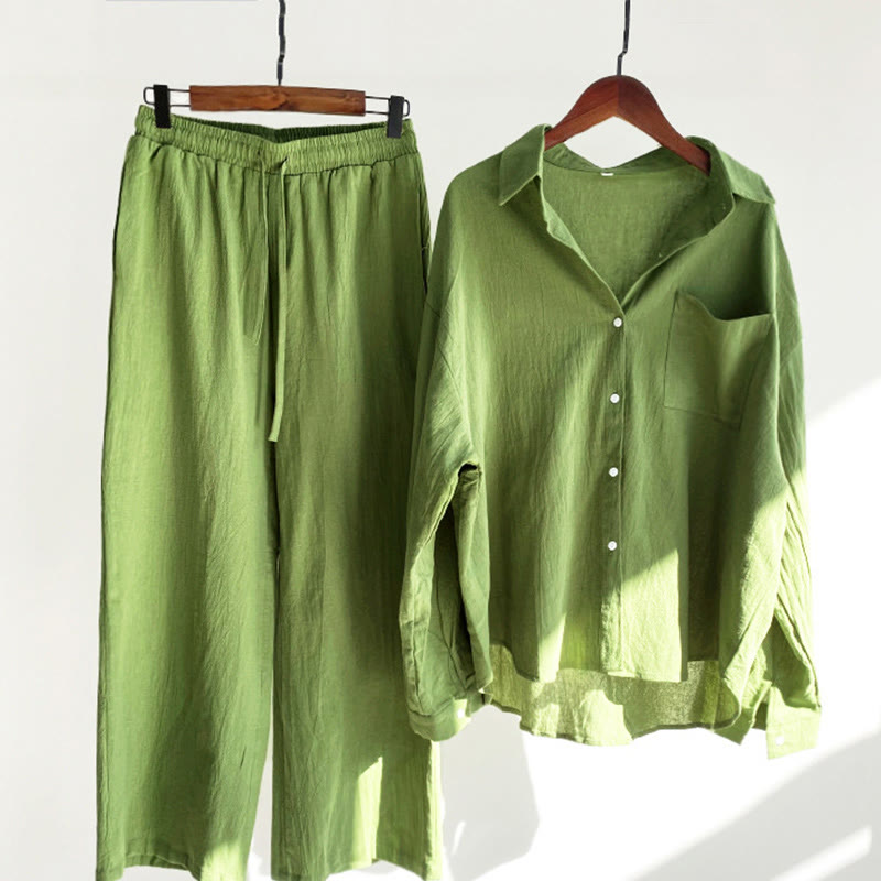 Buddha Stones 2-delige set bestaande uit een shirt met Lange mouw, een capribroek met Zakken en meditatiemotief, gemaakt van katoen, voor dames. - Limegroen - US16, UK/AU20, EU48 (5XL) - image 0