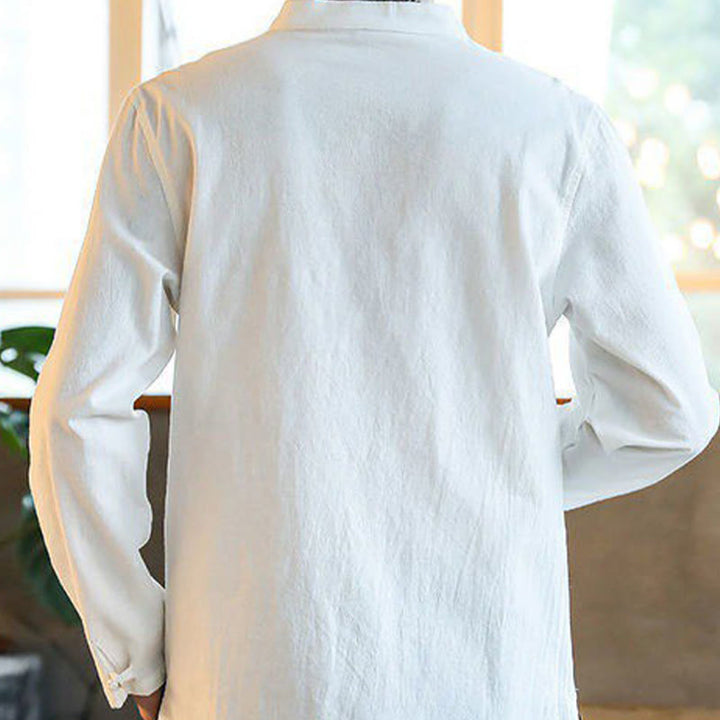 Buddha Stones Casual herenoverhemd met opstaande kraag, kikkerknopen en Lange mouw. - image 1