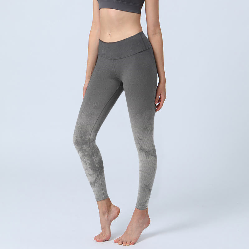 Buddha Stones Sportlegging met bloemenprint en kleurverloop voor dames, yogabroek - Grijs - US18, UK/AU22, EU50 (4XL) - image 0