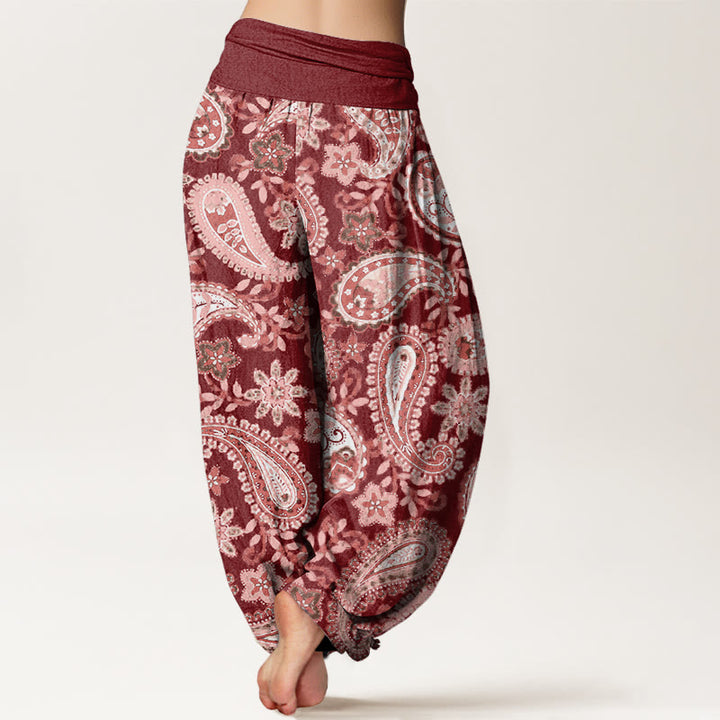 Buddha Stones Casual katoenen harembroek met paisleyprint voor dames, elastische Taille - image 2