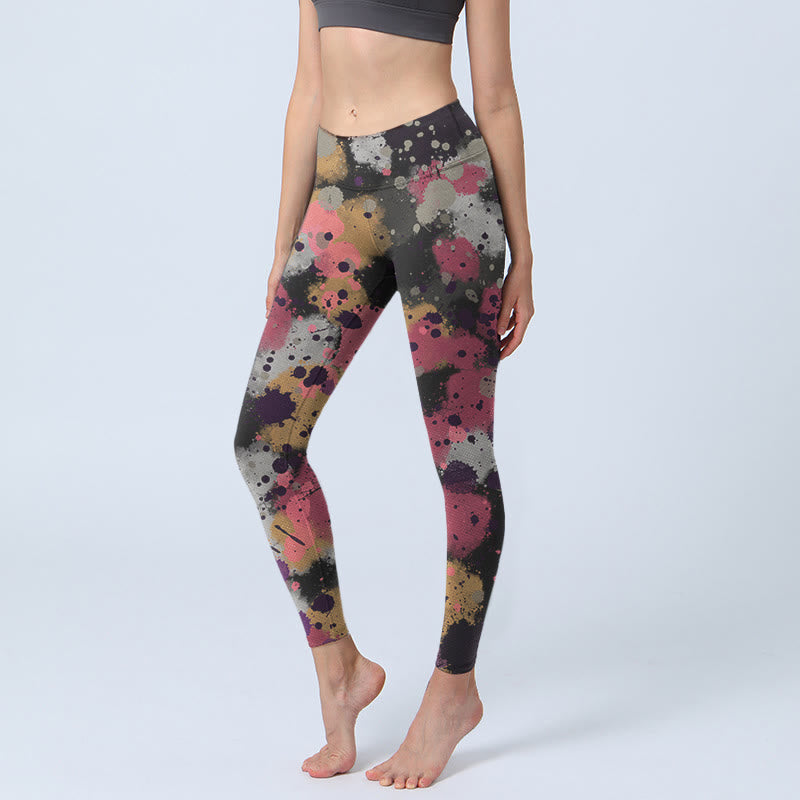 Buddha Stones Sportlegging met spetterprint, yogabroek voor dames - Zwart - US18, UK/AU22, EU50 (4XL) - image 0