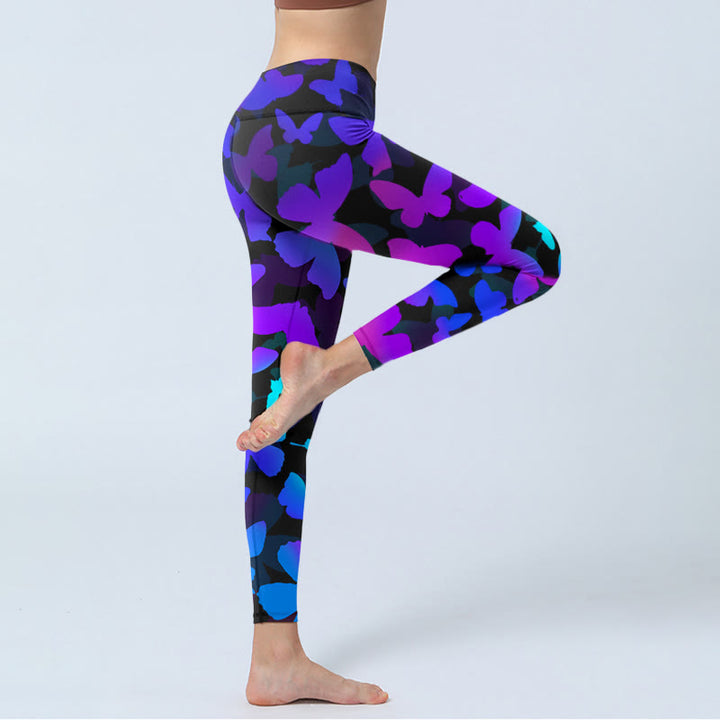 Buddha Stones Sportlegging met vlinderprint en kleurverloop, geschikt voor dames, yogabroek - image 4