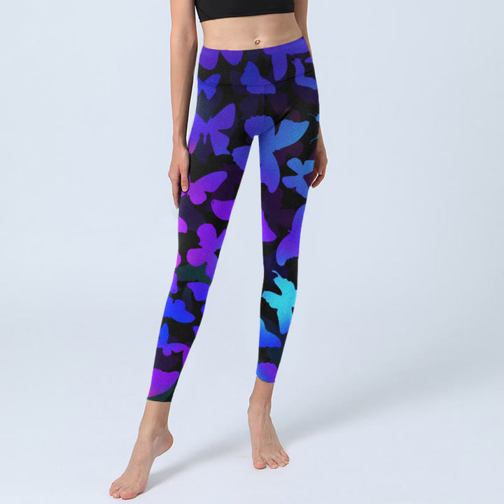 Buddha Stones Sportlegging met vlinderprint en kleurverloop, geschikt voor dames, yogabroek - image 5