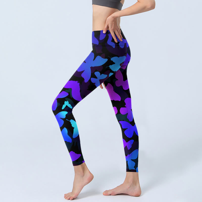 Buddha Stones Sportlegging met vlinderprint en kleurverloop, geschikt voor dames, yogabroek - image 2