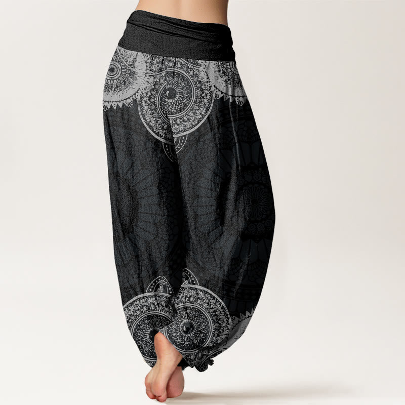 Buddha Stones Dames harembroek met elastische Taille en cirkelvormig mandala-design van katoen - image 1