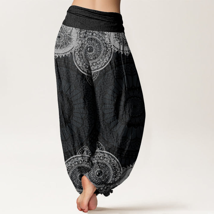 Buddha Stones Dames harembroek met elastische Taille en cirkelvormig mandala-design van katoen - image 1
