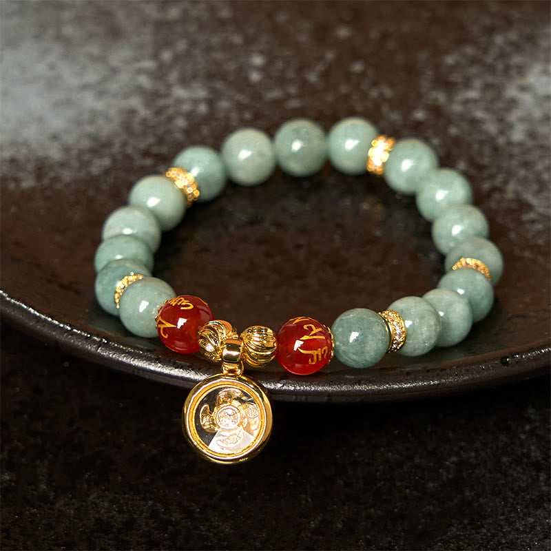 Buddha Stones Natuurlijke groene jade Om Mani Padme Hum Cyclone Armband - Jade (Polsomtrek: 15-17 cm) - image 0