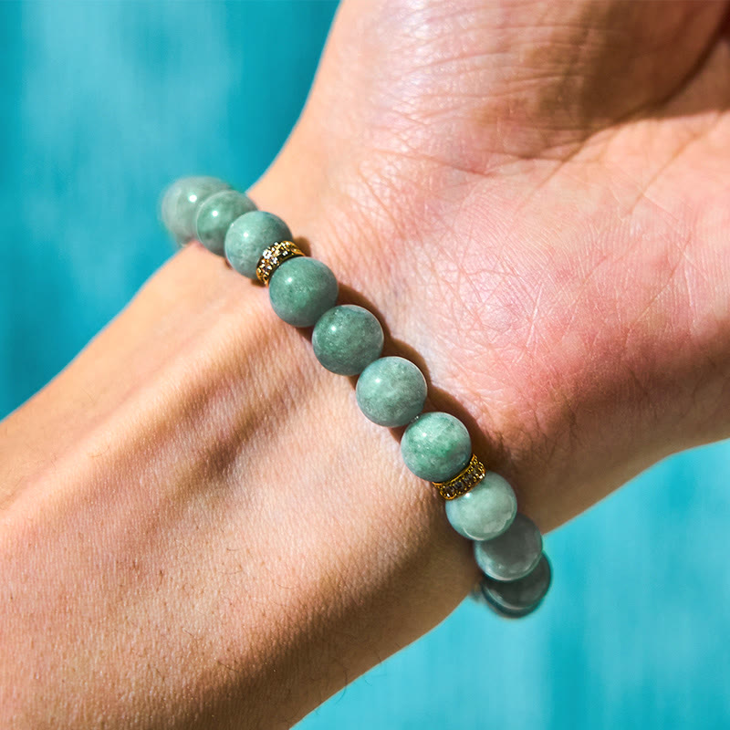Buddha Stones Natuurlijke groene jade Om Mani Padme Hum Cyclone Armband - image 4