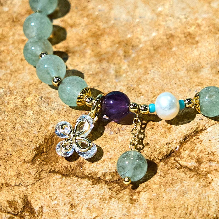Buddha Stones Natuurlijke aardbeikwarts Groene aardbeikwarts vlinderbedel Armband - image 14