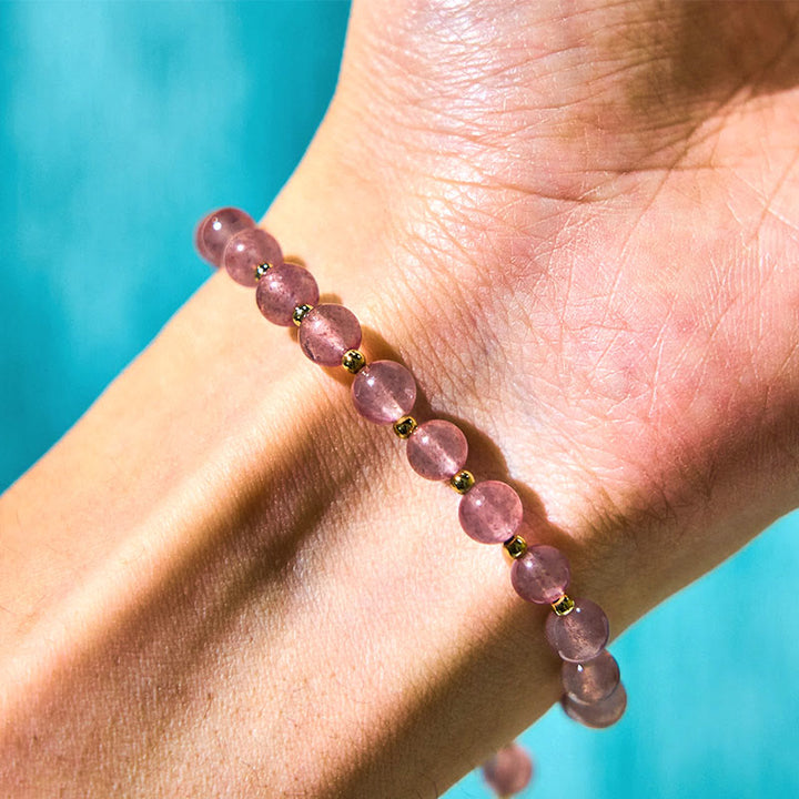 Buddha Stones Natuurlijke aardbeikwarts Groene aardbeikwarts vlinderbedel Armband - image 4