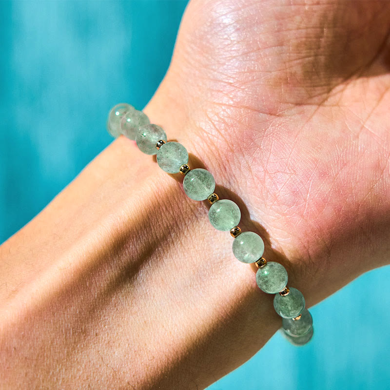 Buddha Stones Natuurlijke aardbeikwarts Groene aardbeikwarts vlinderbedel Armband - image 13