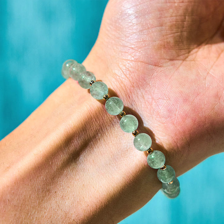Buddha Stones Natuurlijke aardbeikwarts Groene aardbeikwarts vlinderbedel Armband - image 13