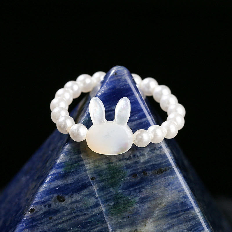 Buddha Stones 3 mm Tridacna stenen kraal konijn zegen elastische Ring - image 1
