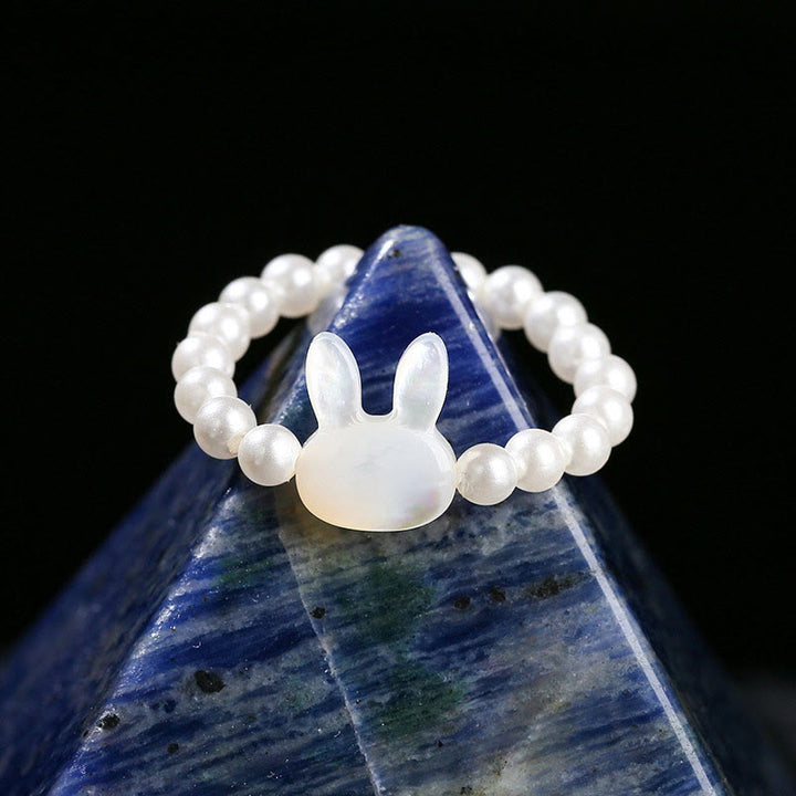 Buddha Stones 3 mm Tridacna stenen kraal konijn zegen elastische Ring - image 1