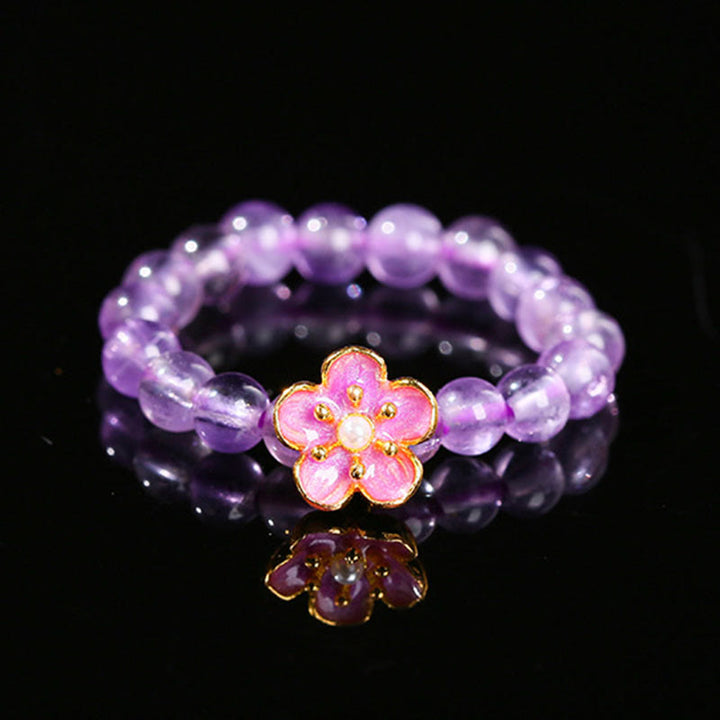 Buddha Stones 3 mm Amethist Perzikbloesem Elastisch Koord Ring - Amethist (elastische snaar) - image 0