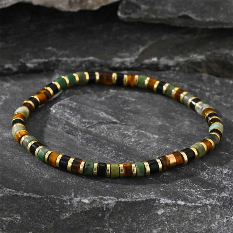 Buddha Stones Armband met ondersteuning van natuurlijke hematiet en tijgeroogstenen - Hematiet Tijgeroog (Polsomtrek: 15-17 cm) - image 0