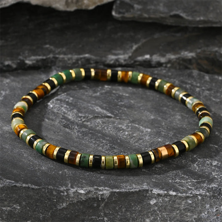 Buddha Stones Armband met ondersteuning van natuurlijke hematiet en tijgeroogstenen - Hematiet Tijgeroog (Polsomtrek: 15-17 cm) - image 0