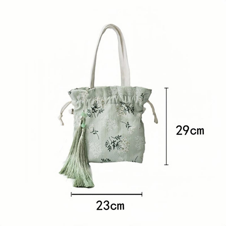 Buddha Stones Canvas draagtas met witte bloemen en groene bladeren, Schoudertas (crossbody), Schoudertas, Handtas - image 12