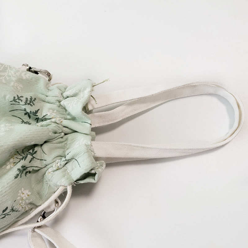 Buddha Stones Canvas draagtas met witte bloemen en groene bladeren, Schoudertas (crossbody), Schoudertas, Handtas - image 3