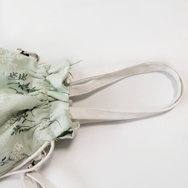 Buddha Stones Canvas draagtas met witte bloemen en groene bladeren, Schoudertas (crossbody), Schoudertas, Handtas - image 3