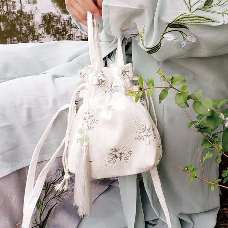 Buddha Stones Canvas draagtas met witte bloemen en groene bladeren, Schoudertas (crossbody), Schoudertas, Handtas - image 16