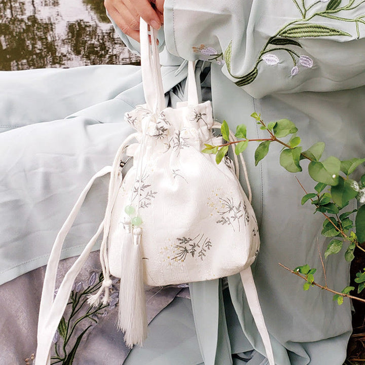 Buddha Stones Canvas draagtas met witte bloemen en groene bladeren, Schoudertas (crossbody), Schoudertas, Handtas - image 16