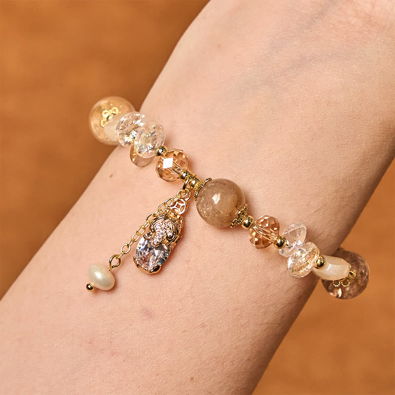 Buddha Stones Natuurlijke citrien groene aardbeikwarts PiXiu Armband - image 3