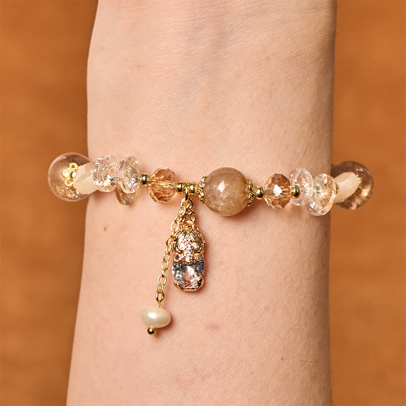 Buddha Stones Natuurlijke citrien groene aardbeikwarts PiXiu Armband - image 2