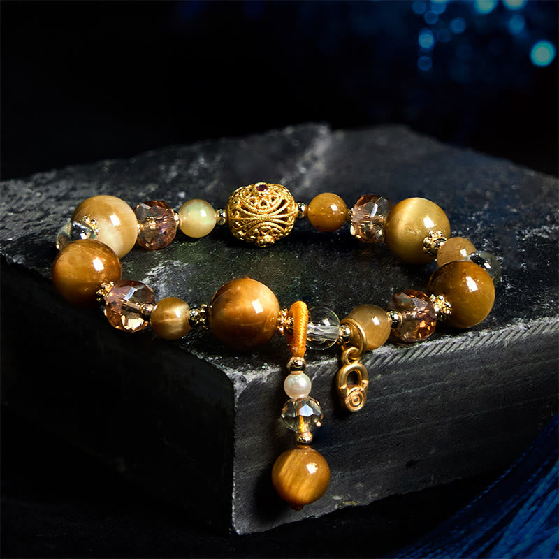 Buddha Stones Armband met natuurlijke tijgeroogkralen en extra gewicht. - Tijgeroog (Polsomtrek: 15-17 cm) - image 0
