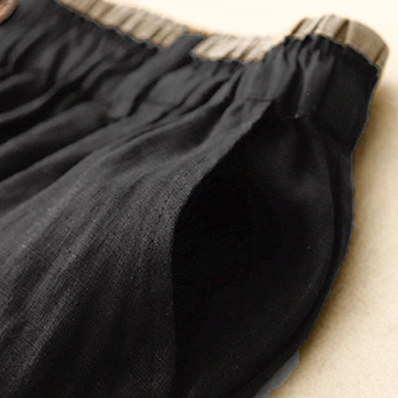 Buddha Stones Vintage casual, effen damesrok van katoen/linnen met zijsplit, elastische Taille en Zakken. - image 11