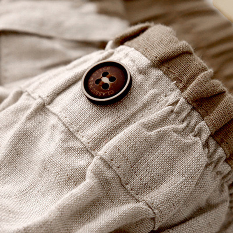 Buddha Stones Vintage casual, effen damesrok van katoen/linnen met zijsplit, elastische Taille en Zakken. - image 4