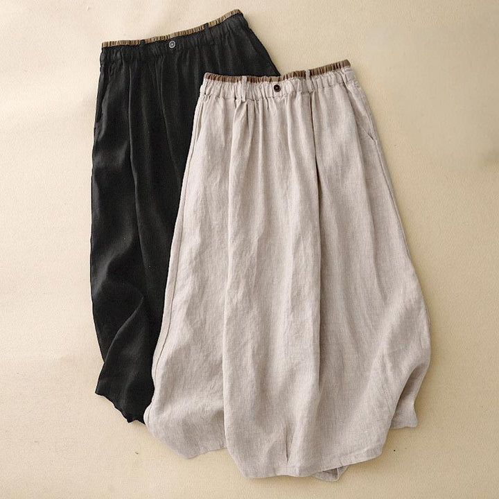 Buddha Stones Vintage casual, effen damesrok van katoen/linnen met zijsplit, elastische Taille en Zakken. - image 15